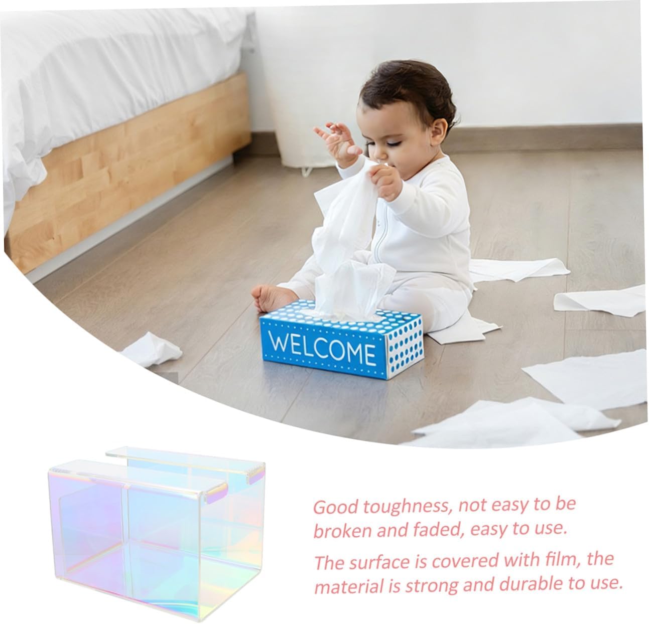 Zerodeko Colorful Tissue Box Cover Decorative Tissue Holder Bottom Belt Plastic Storage Container for Home Office and Restaurant Use