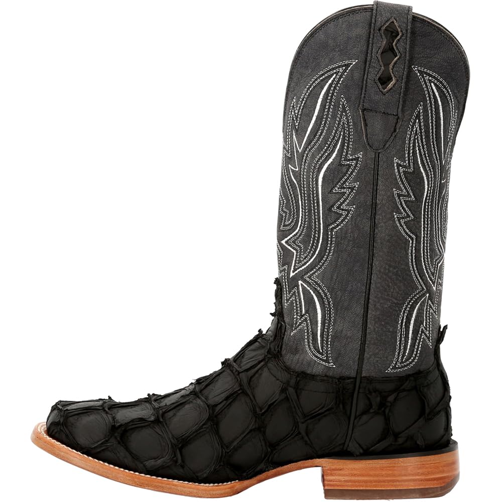 DurangoMens Premium Exotics Pirarucu Embroidered Square Toe Pull On Dress Boots Mid Calf - Brown