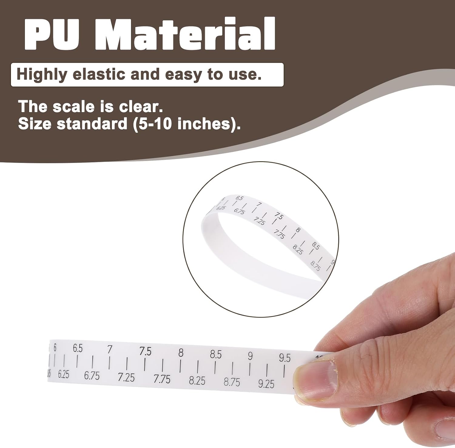 Mabor 2pcs Bracelet Sizer, Reusable Wrist Measuring Tool, Black and White PU Bracelet Measuring Tool for Jewelry Sizing