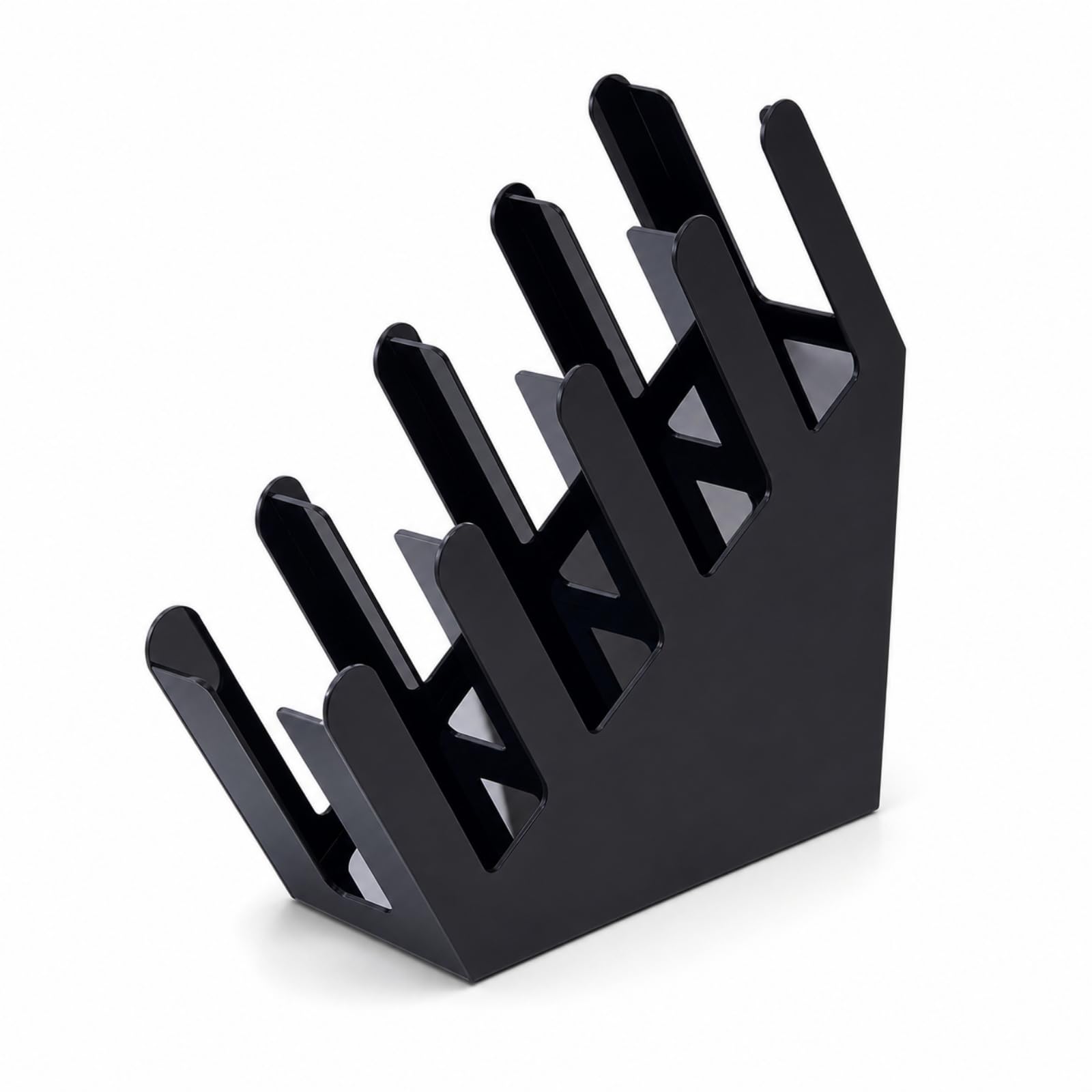Portavasos Acrílico Compacto Organizador Vasos con Compartimentos Brillante para Baristas, Negro, Estante De Tazas Inclinado De Cuatro Rejillas