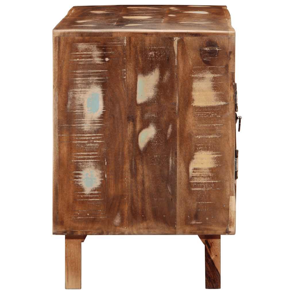 Szafka pod telewizor 105 x 46 x 32 cm, wykonana z litego drewna, stare drewno, z miejscem do przechowywania i zarządzaniem kablami, do salonu, kina domowego, gier, telewizora, multimediów