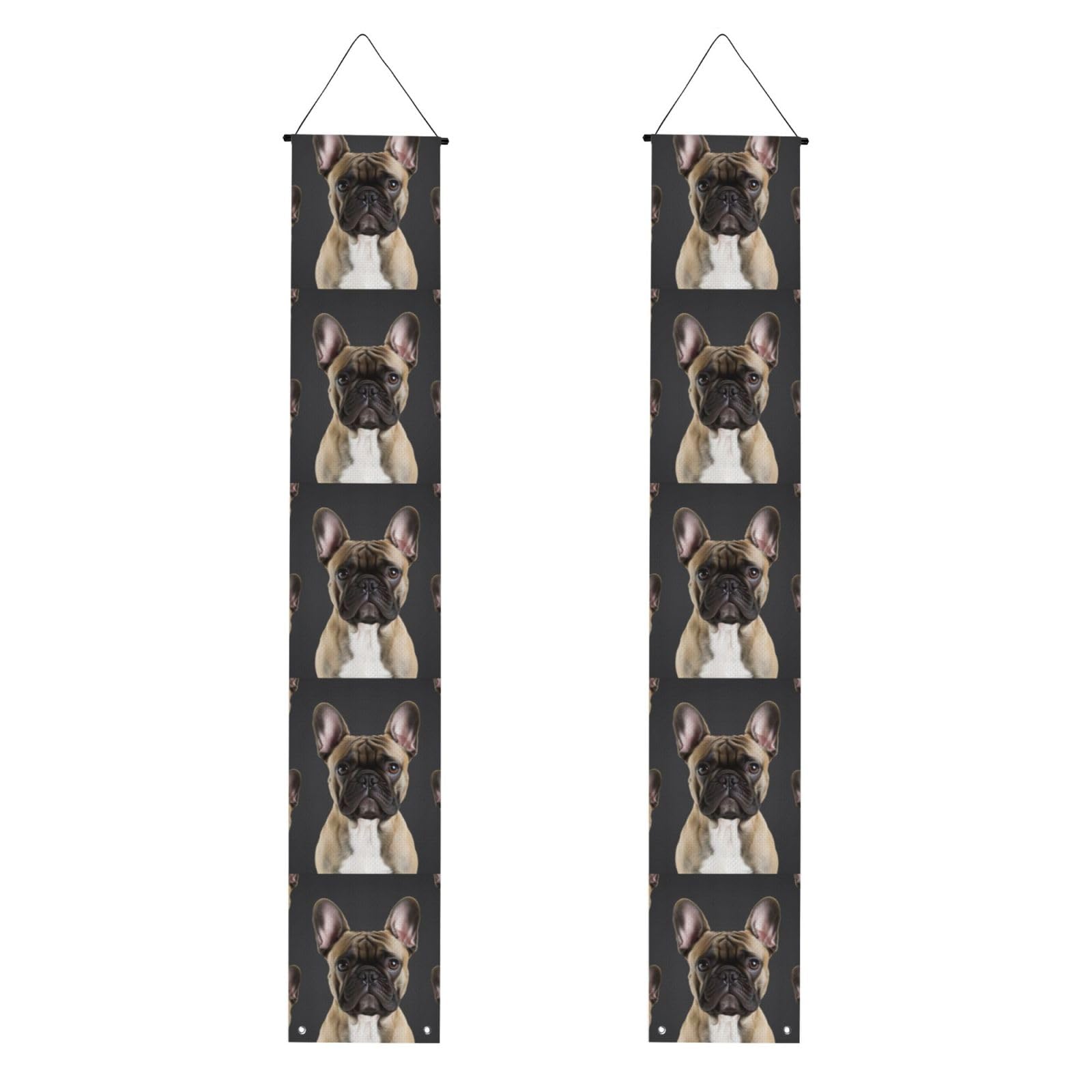 French Bulldog Porch Banner 2PCS, Summer Hanging Flag Party Porch Sign Front Door Hanging Decorations for Indoor Outdoor Holiday Yard Decor Wall Backdrop 71 x 12 Inch