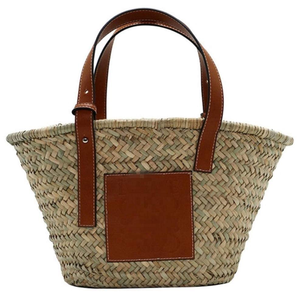 Dwqlx Straw Bag Woven Tote Super Popular Large Capacity Basket Bag Designer Beach Bag Khaki
