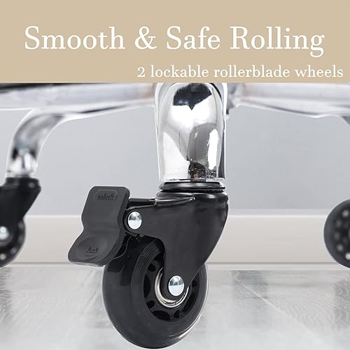 Miniatura 5 de Taburete ancho con ruedas de bloqueo, reposapiés giratorio de altura ajustable para salón de cocina