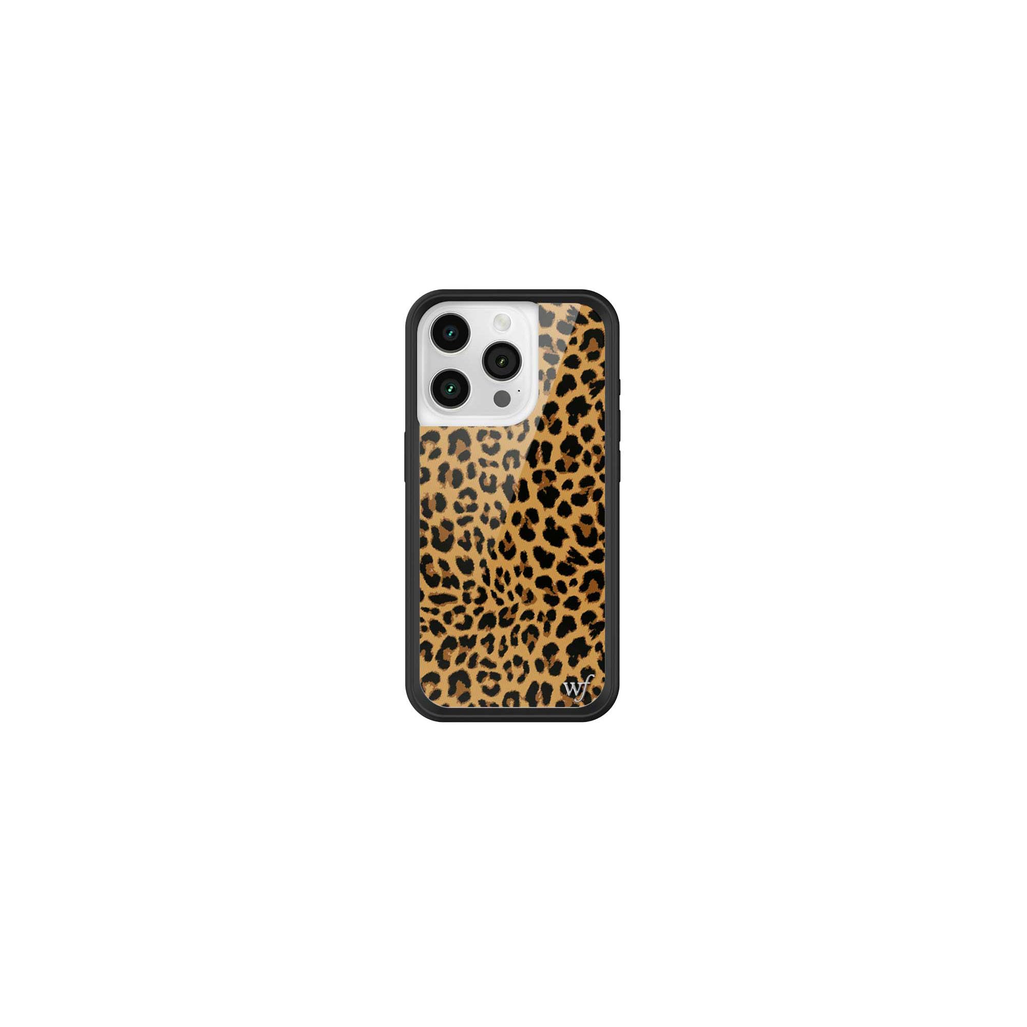 Wildflower Cases - Compatible with iPhone 15 Pro | Protective Black Bumper, 6.5ft Drop Test Certified, Women Owned Small Business | Leopard Animal