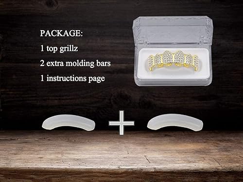 Miniatura 6 de JINAO juego de fundas para dientes (de arriba y abajo) con forma de colmillos con circonias cúbicas y diamantes enchapadas en oro de 18K