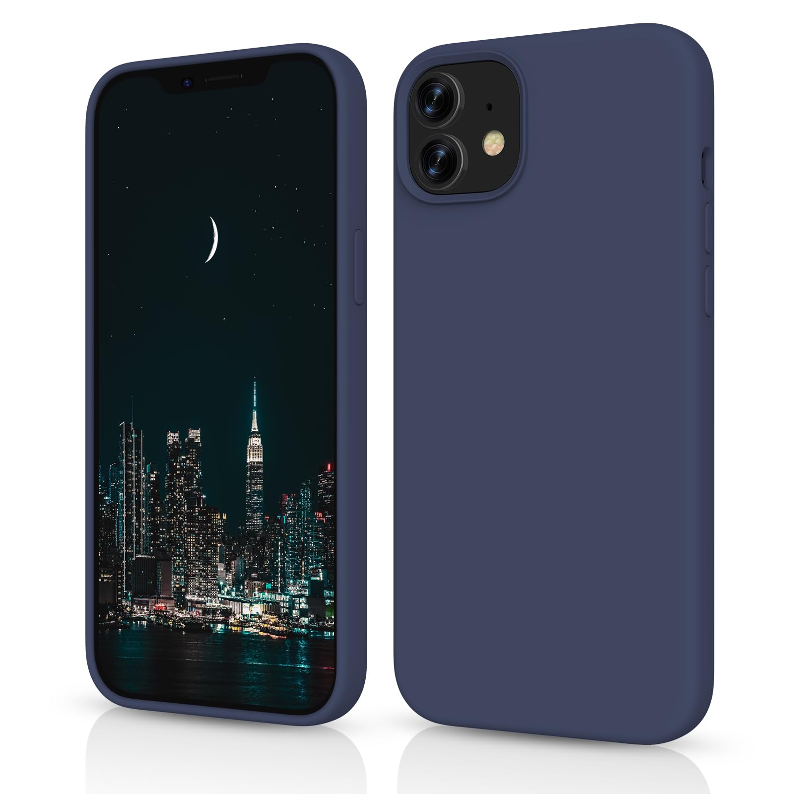 OitiYaaSilicone Case Compatible with iPhone 12/12 Pro Case 6.1 inch, Soft Ultra Slim Protective Shockproof Liquid Silicone Phone Case with Anti-Scratch Microfiber Lining，Mignight Blue