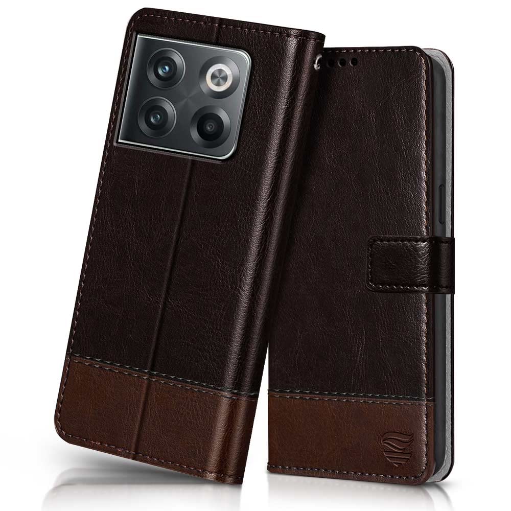 FLIPPED Vegan Leather Flip Case Back Cover for 1+ OnePlus 10T 5G (Flexible, Shock Proof | Hand Stitched Leather Finish | Card Pockets Wallet & Stand | Coffee with Brown) (B0B8H49B2M) Amazon Price History, Amazon Price Tracker