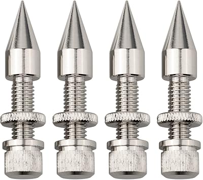 Speaker Stand Copper Spike Isolation Cones with Shockproof Base and Height Fine Tuning Nut for Enhanced Sound Performance and Vibration Reduction Silver