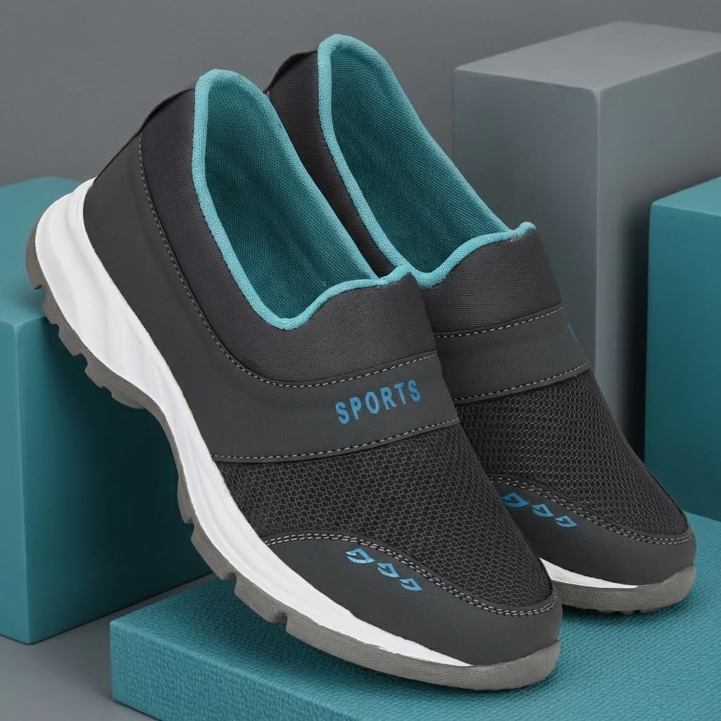 Mesh Grey Slip On Casual Wear Running Sports Shoes Shoe Island for Men (BAB7027-AZ), Size 10 UK/India-image-37
