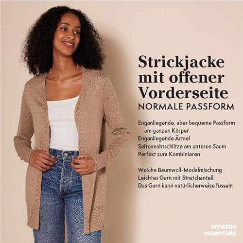 Amazon Essentials Damen Leichte Strickjacke ohne Knöpfe (in Übergröße erhältlich), Schwarz, XL