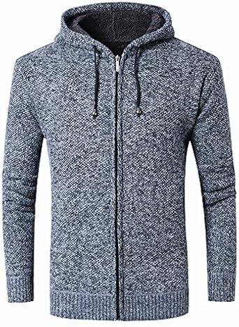 Mens Zip Up Hoodies Casual Full-Zip Fleece Jacket Sherpa Fleece Lined Knit Cardigan Sweater Jackets Soft Warm Coat