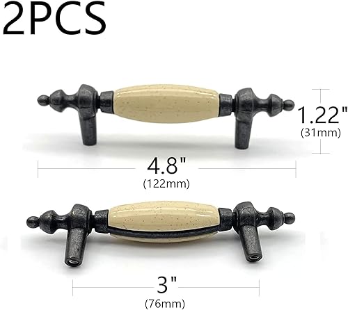 Miniatura 2 de SANTOUSI Manijas de cerámica de aleación de zinc para gabinete 30in orificios centrales tiradores de cajón tiradores de manija de aparador antiguos