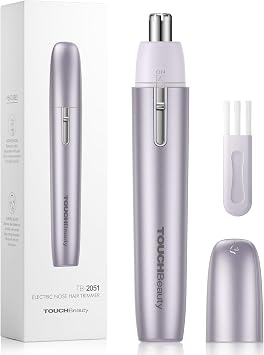 TOUCHBeauty Electric Nose Ear Hair Trimmer for Men Women, Painless Rotary Blade Trimmer, Detachable Waterproof Head, Battery Operated Pen-Style Eyebrow & Nasal Groomer, Portable Travel Grooming Tool