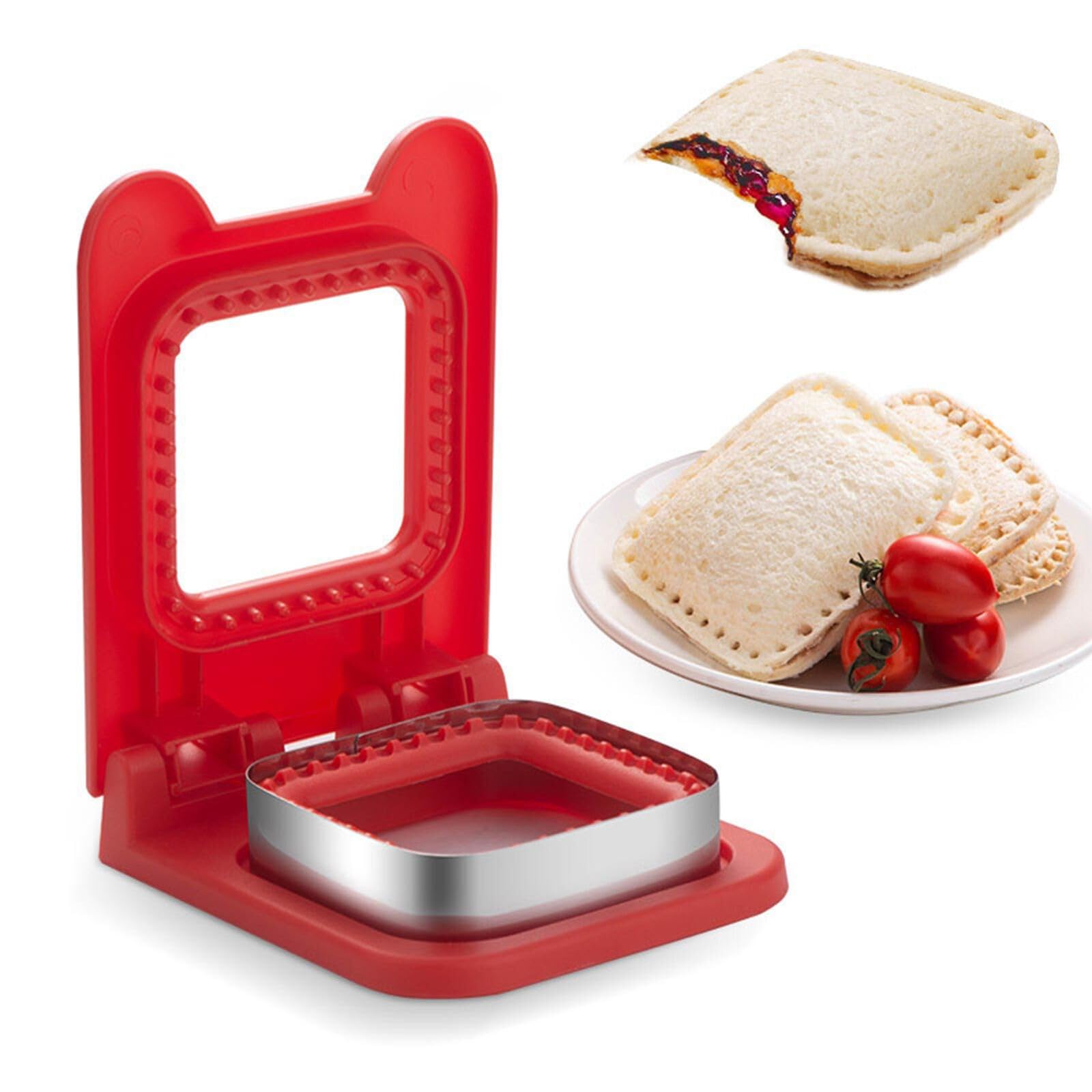 Xenos Sandwich Cutter and Sealer, Square Pocket Sandwiches Cutter Uncrustables Maker, Sandwich Cutters for Kids Love lunchables (Multicolor)
