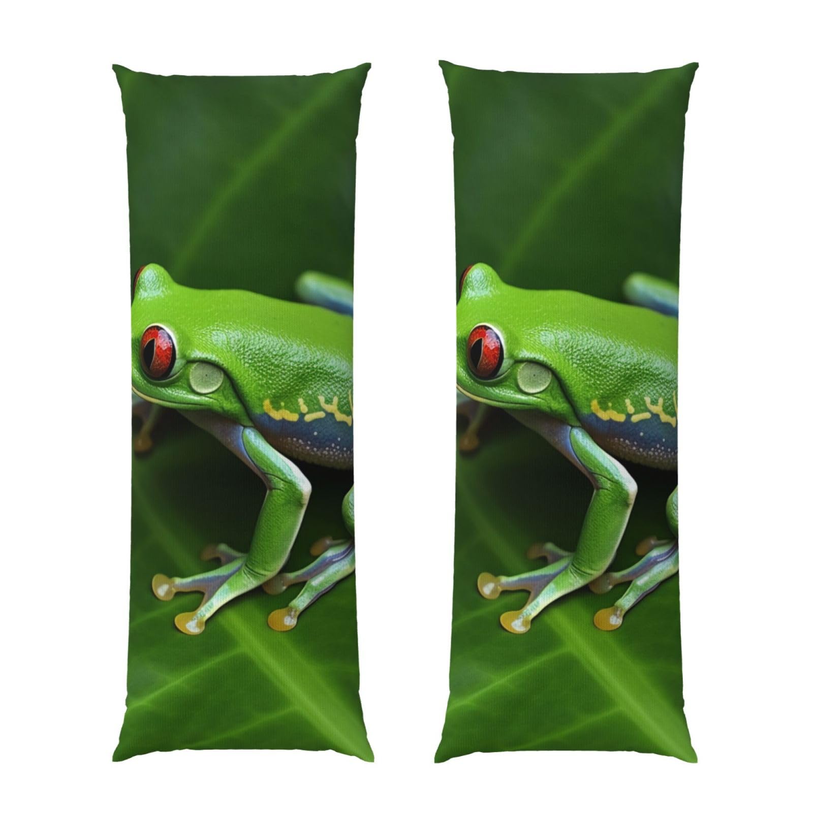 Body Pillow Cover 20x54 Inch, Animal Frog Leaves Print Long Lumbar Pillow Case with Zipper Long Body Pillowcase Decorative for Bed Sofa Bedroom