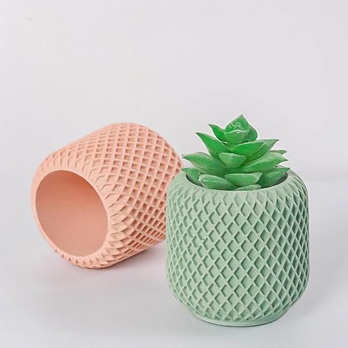 Miniatura 8 de Maceta redonda de yeso de malla, tarro de vela, molde de silicona, maceta suculenta, florero, molde de hormigón, caja de almacenamiento, soporte