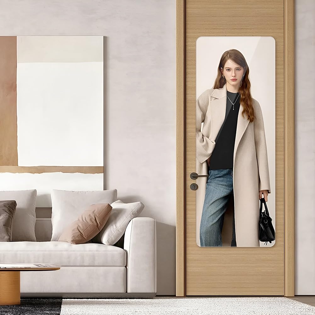 Specchio da Parete Senza Cornice per Camera da Letto, Palestra, Soggiorno, Adesivo Infrangibile Specchio Arredamento Moderno(120x40cm-47.2x15.7in)