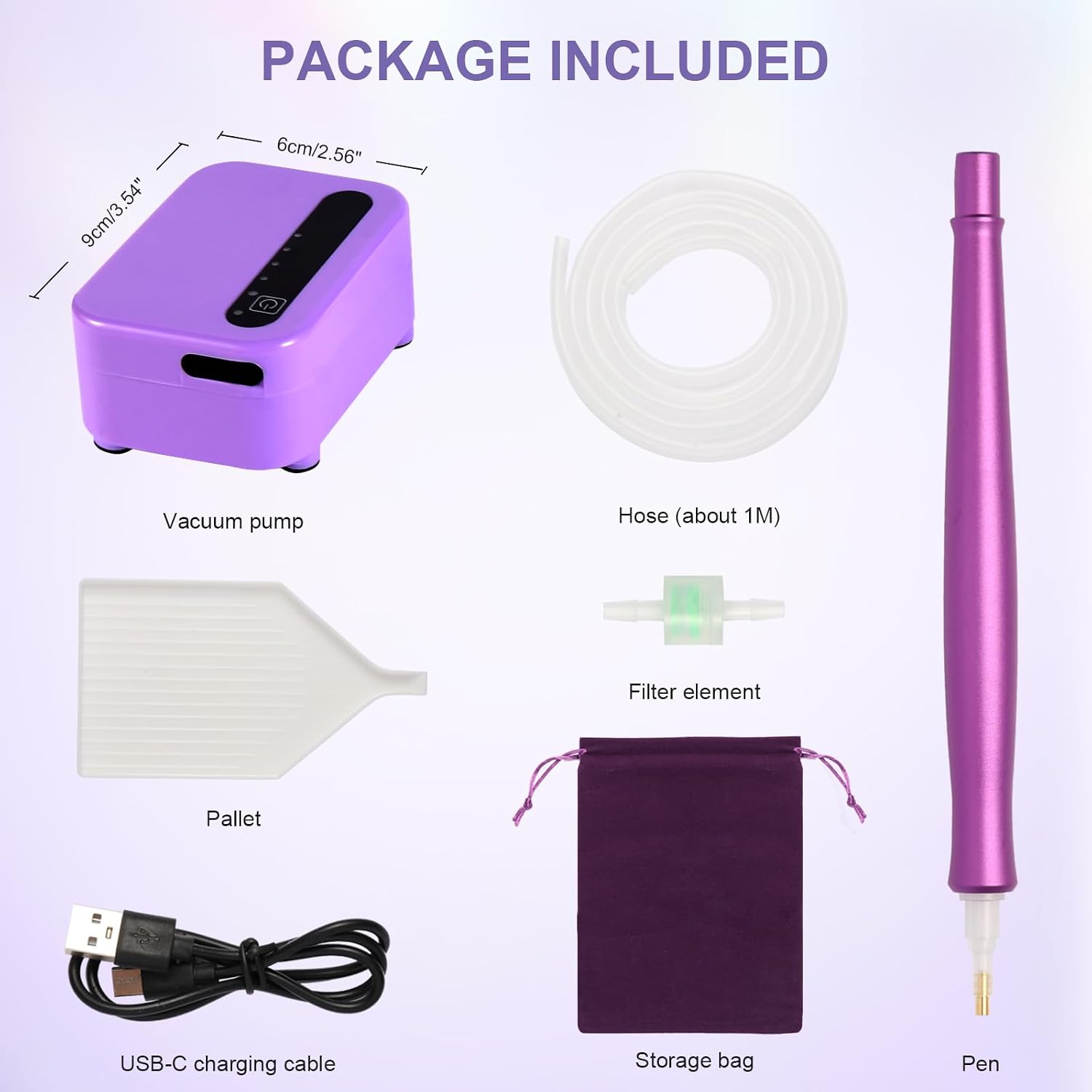Dovalunetra Electric Diamond Art Painting Pen, Wireless Vacuum Pen with 3 Suction Levels, 12-Hour Battery Life, Quiet Operation, （Purple）