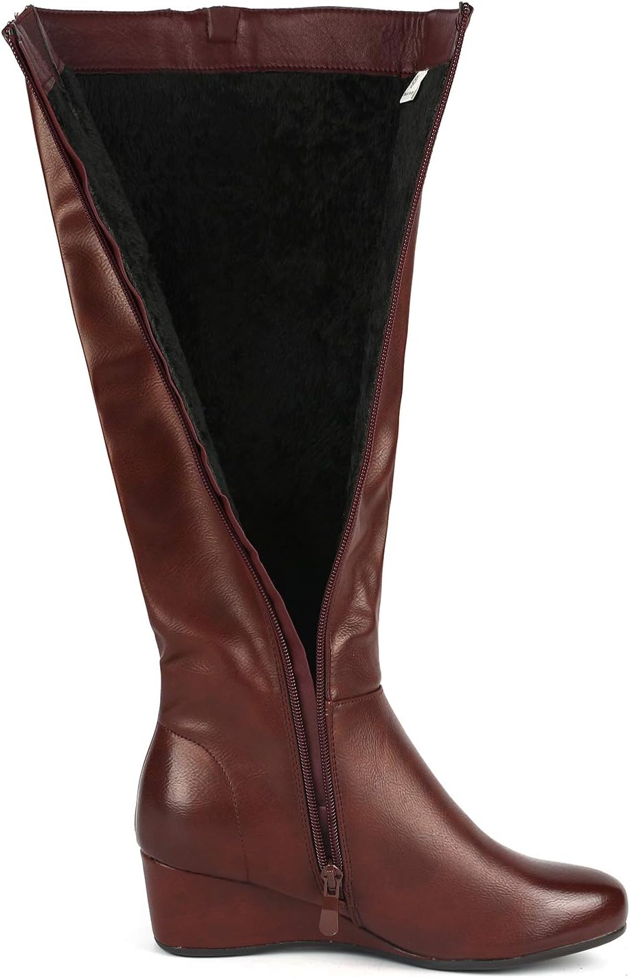 DREAM PAIRS Women's Consta Burgundy Low Wedge Knee High Winter Boots Size 5 M US