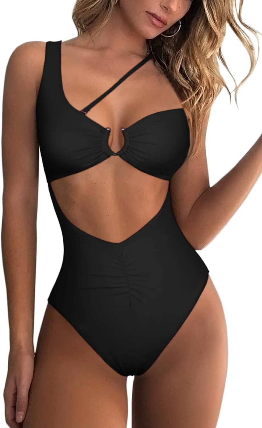 Amazon.com: QINSEN Traje de baño de una pieza para mujer con corte alto y  espalda fruncida, corte alto : Ropa, Zapatos y Joyería