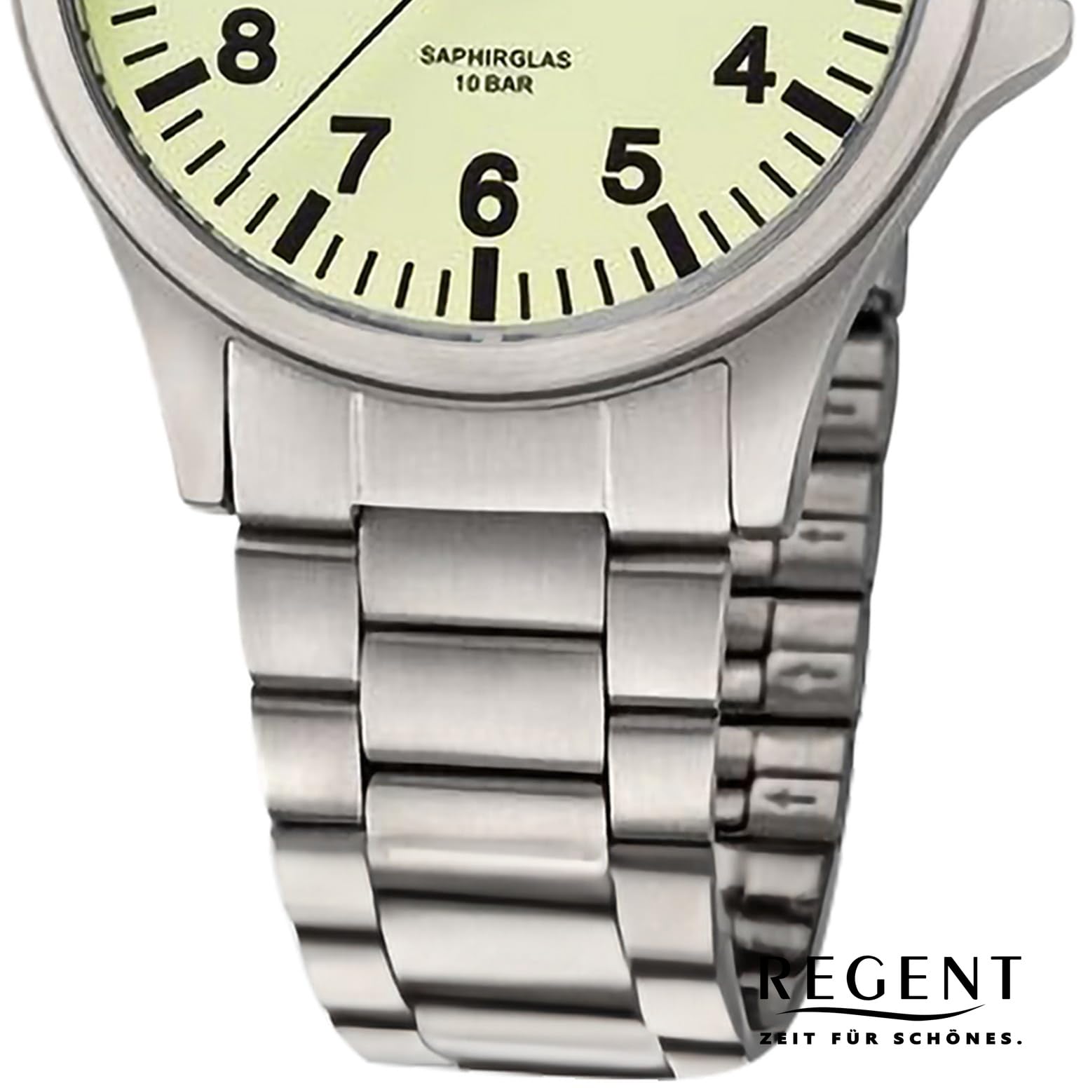 REGENT Orologio unisex in titanio con cinturino a maglie da 36 mm, analogico, 10 ATM, vetro zaffiro 1969.90.97