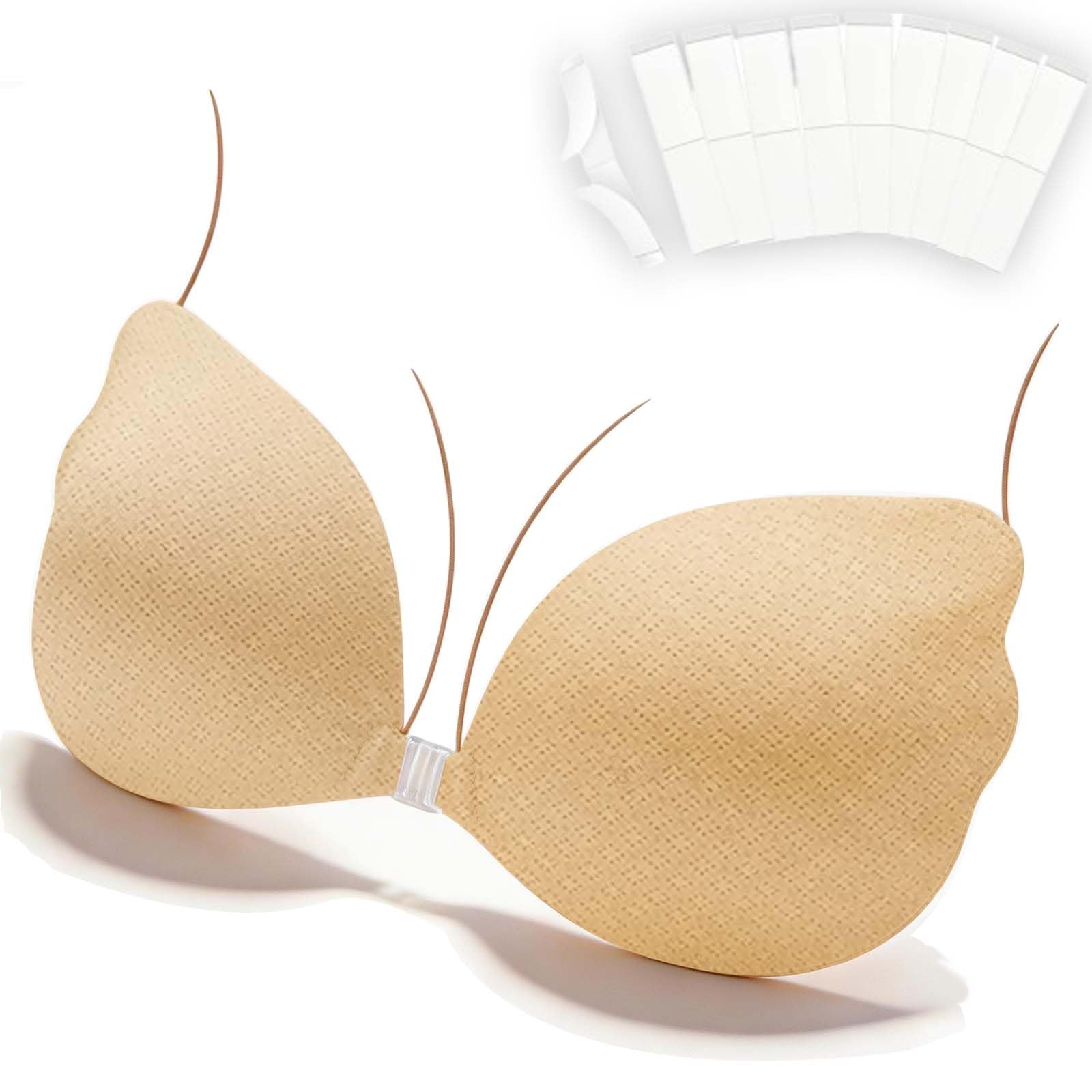 Orgot Women's Nude Sticky Bra For Stick On Bra Push Up Lift Self-Adhesive Silicone Bra Reusable Invisible For Backless Strapless Dress