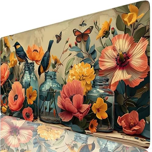 Podkładka pod mysz z ptakiem Podkładka pod mysz XXL 1200 x 600 mm, podkładka pod mysz w kwiaty z podstawą antypoślizgową, trwała i wodoodporna konstrukcja, poprawia precyzję i szybkość, akcesoria