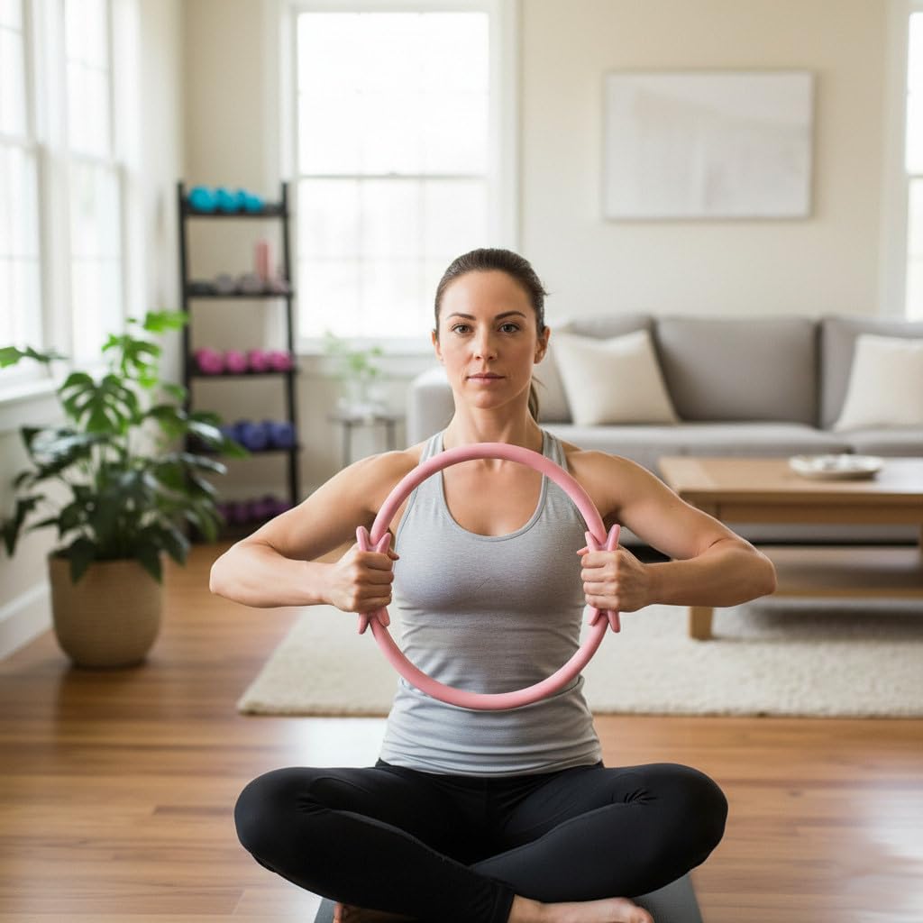 Anello Pilates 38 cm in Eva - Magic Circle Fitness per Tonificazione, Stretching e Recupero Muscolare - Attrezzo Pilates Leggero per Casa e Palestra - Rosa