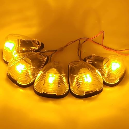 Miniatura 8 de GLOFE 5 luces transparentes para techo con marcador de cabina 264143AM con 5 bombillas LED ámbar T10 compatibles con Ford E150 E250 E350 E450 F150