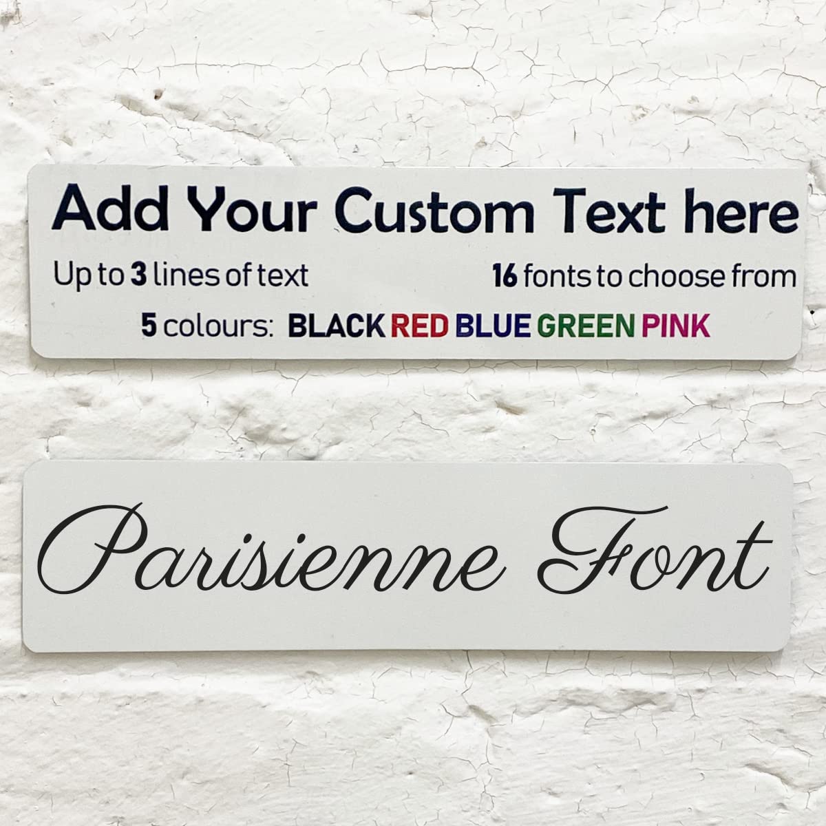 ShopQuality4U Personalised Aluminium Metal Plaque Bespoke Sign Childs Bedroom Door Add Own Text - in Parisienne Font (20 x 5 cm, 7.8 x 2 inches)