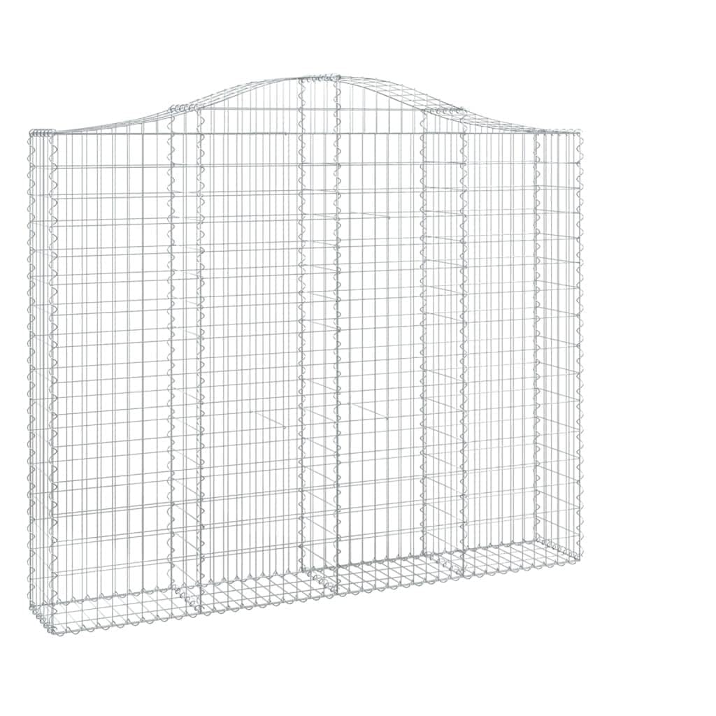 Juego de 4 paredes de gaviones con arco alto, 200 x 30 x 160/180 cm, color plateado | Robusto toldo para patio y patio delantero: cestas de alambre de hierro galvanizado para rellenar.