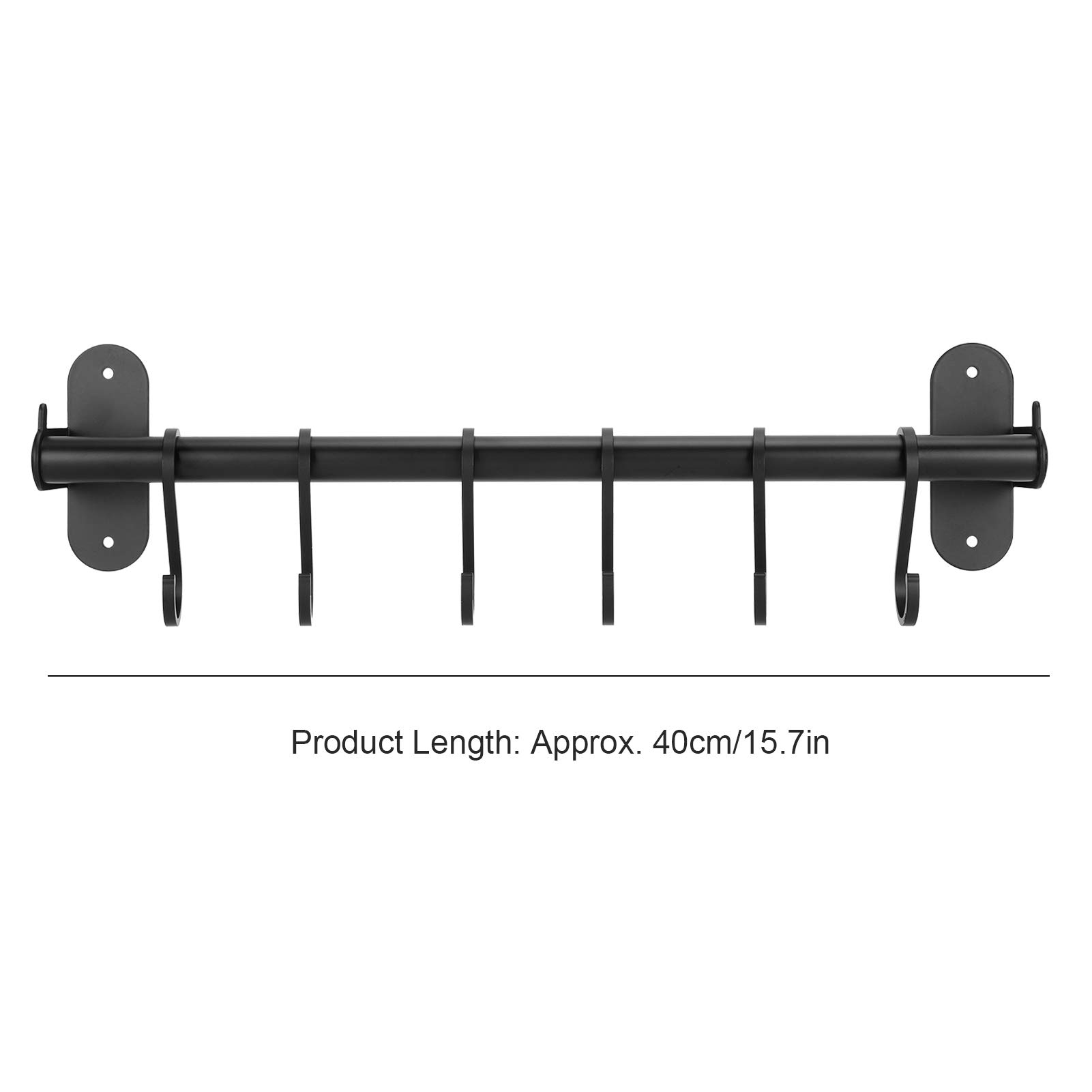 Tomotato Wall-Mounted Kitchen Utensil Organizer – 40cm Aluminum Hanging Rail with 6 Hooks – Space-Saving Storage Rack for Spoons, Ladles, Towels – Rust-Resistant & Sturdy Design – Easy Install