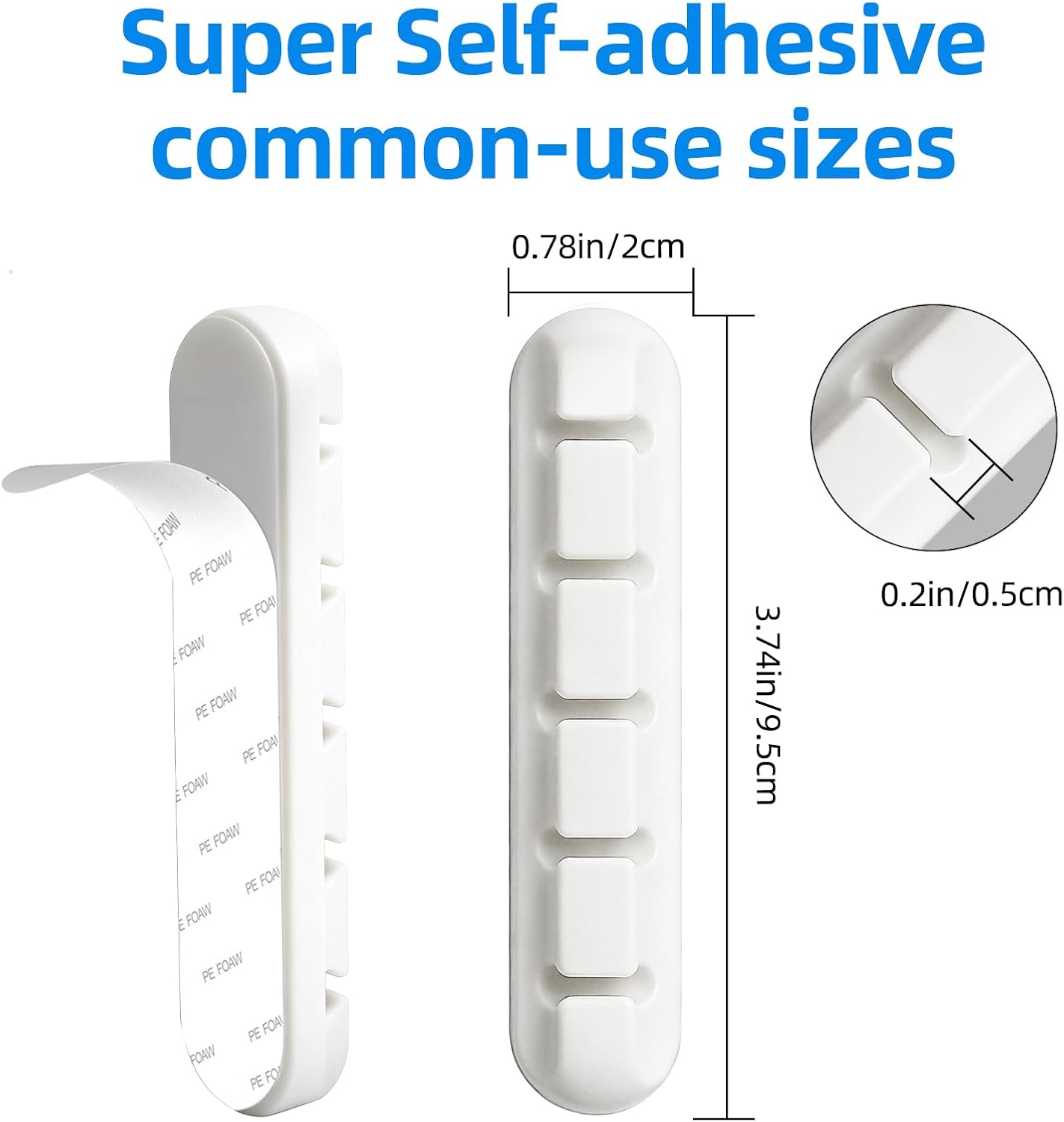 2 Packs Cable Clips, Cable Organizers for Cords, Cable Holder,Cord Organizer, Cord Holder for Desk,Car,Home and Office (5 Slots)，White