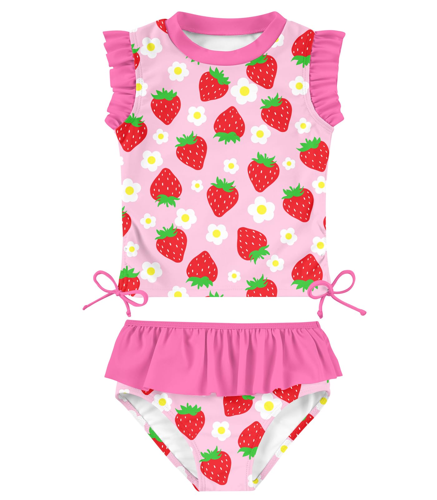 Badeanzug für Kleinkinder, Mädchen, niedlicher 2-teiliger Tankini-Badeanzug, Rüschen, Strand-Bikini, Sommer-Bademode, 2–6 Jahre