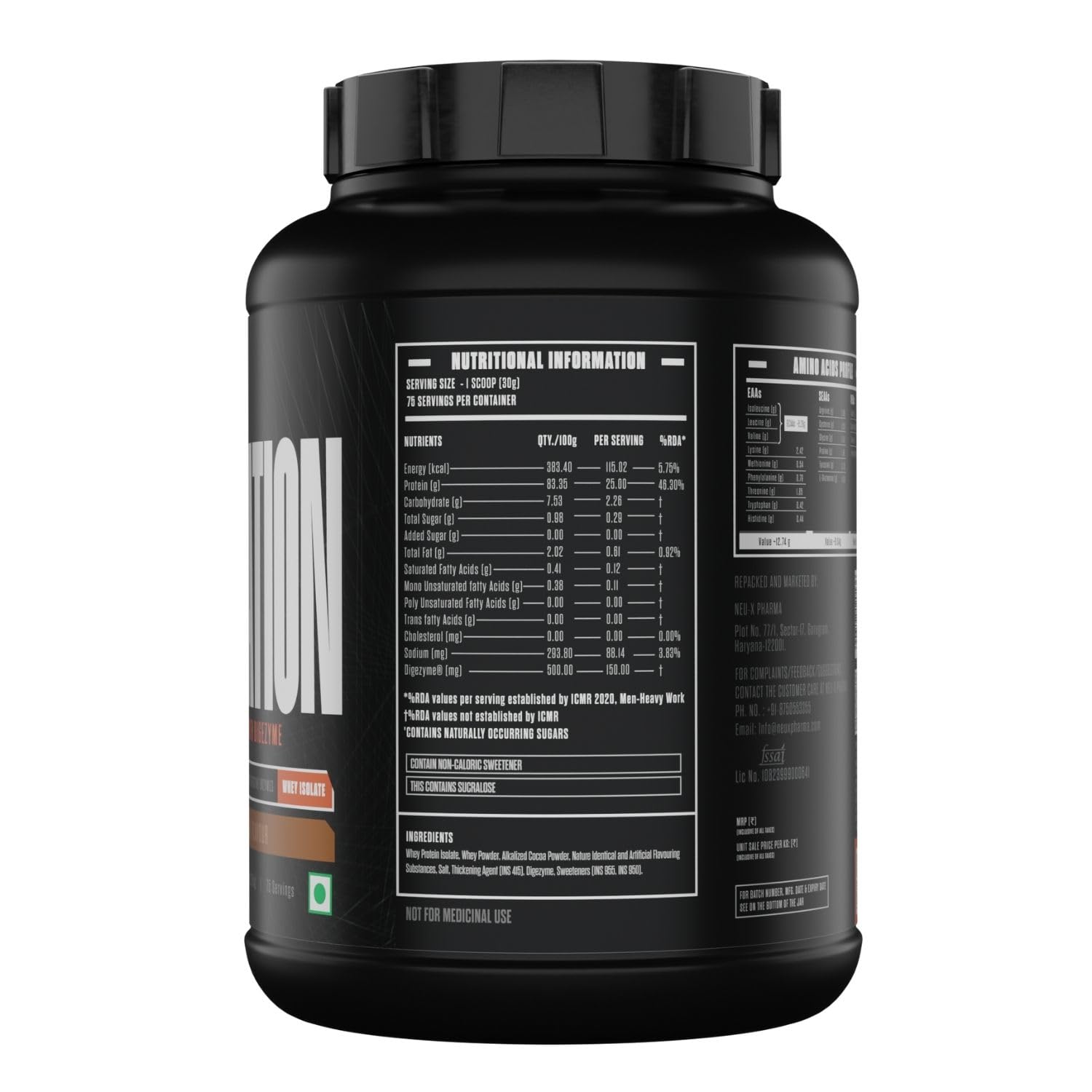 The Isolation Pure Whey Isolate With Digestive Enzymes | 25g Protein | 5.6g BCAAs | 150mg Digestive Enzyme | Zero Added Sugar | Whey Isolate (2.27 Kg, Chocolate) — Amazon image 2