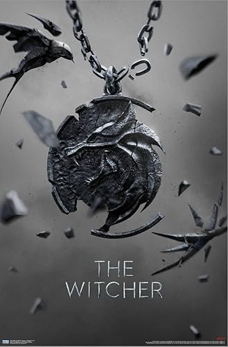 Vista 2 de Trends International Netflix The Witcher: Season 3 - Póster de pared con medallón de arte clave, 14.72 x 22.37 pulgadas, lienzo estirado