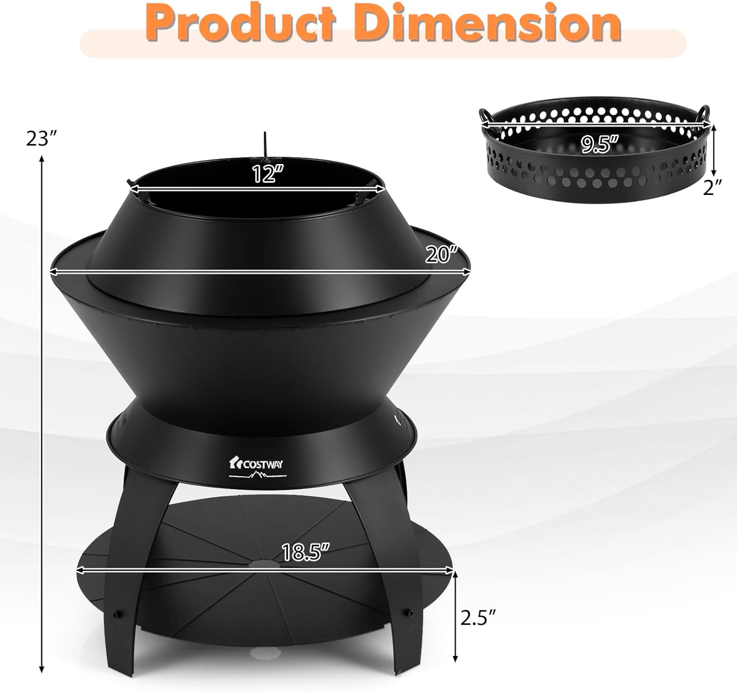 Giantex 3-in-1 Outdoor Fire Pit, 20" Wood Burning Fire Pits with Removable Wok Ring, Ash Pan & Storage Shelf, Oxygen-Enriched Burning, Heavy-Duty Portable Fire Bowl for Camping, Backyard, Patio, BBQ