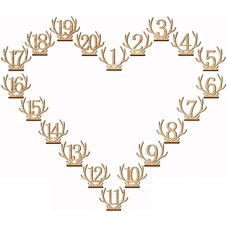 Amazon.com: Antler Juego de números de mesa de boda, Messar 1 – 20 Animal  Antler Forma de ciervo Horno de mesa de madera números de mesa con base de  soporte para la