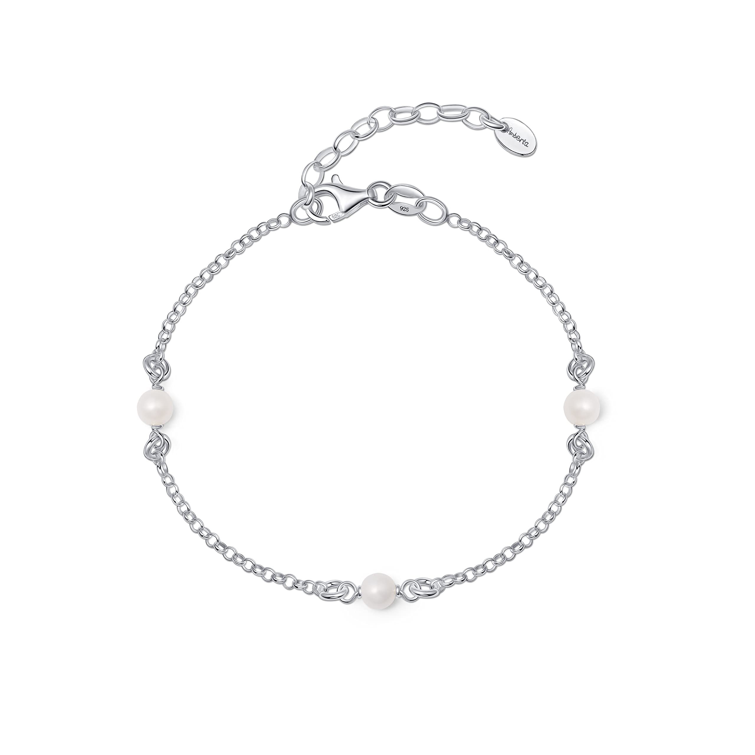 Amberta Pulsera de Perlas de Agua Dulce para Mujer en Plata de Ley 925
