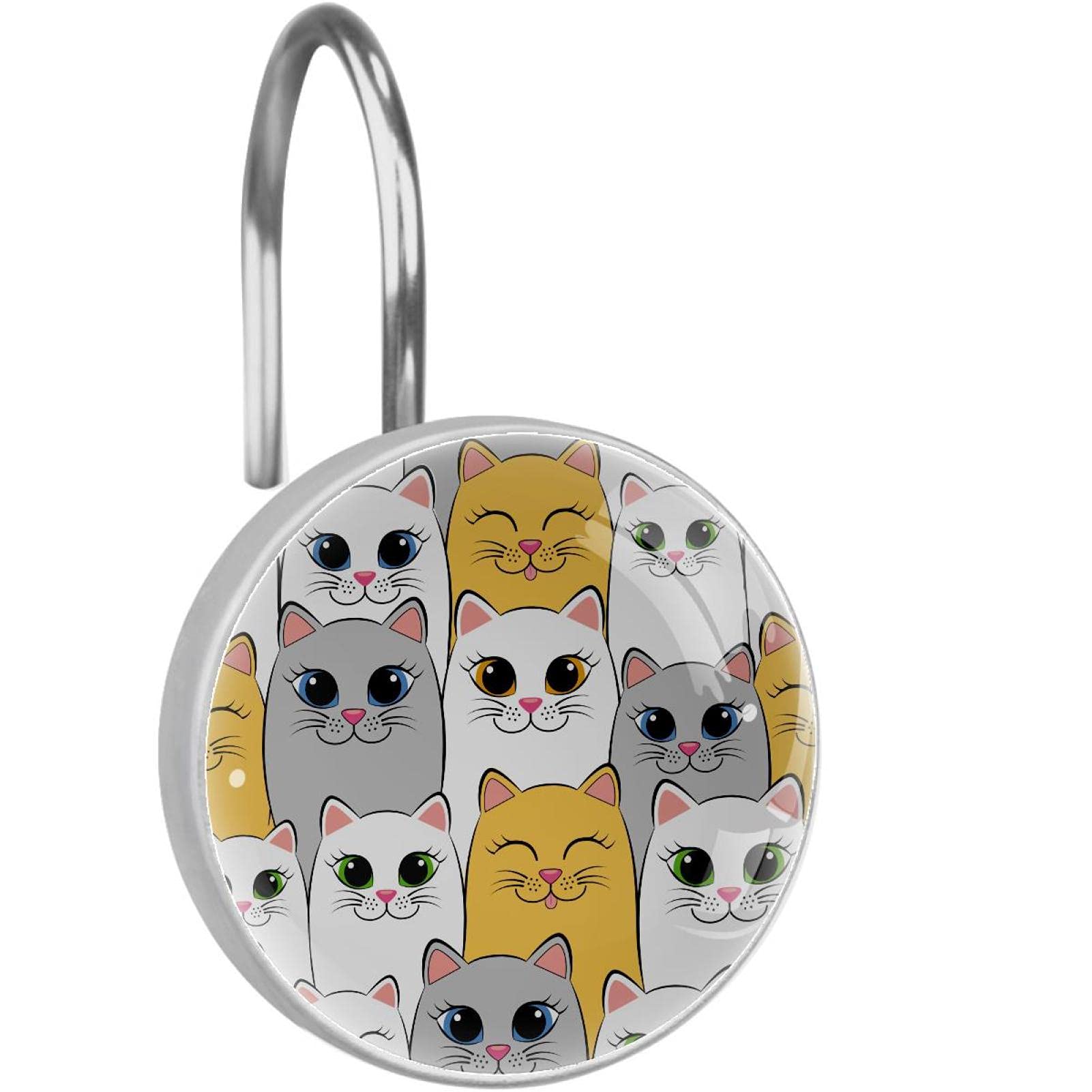 Crochets décoratifs pour rideau de douche lot de 12 anneaux suspension yeux de chat