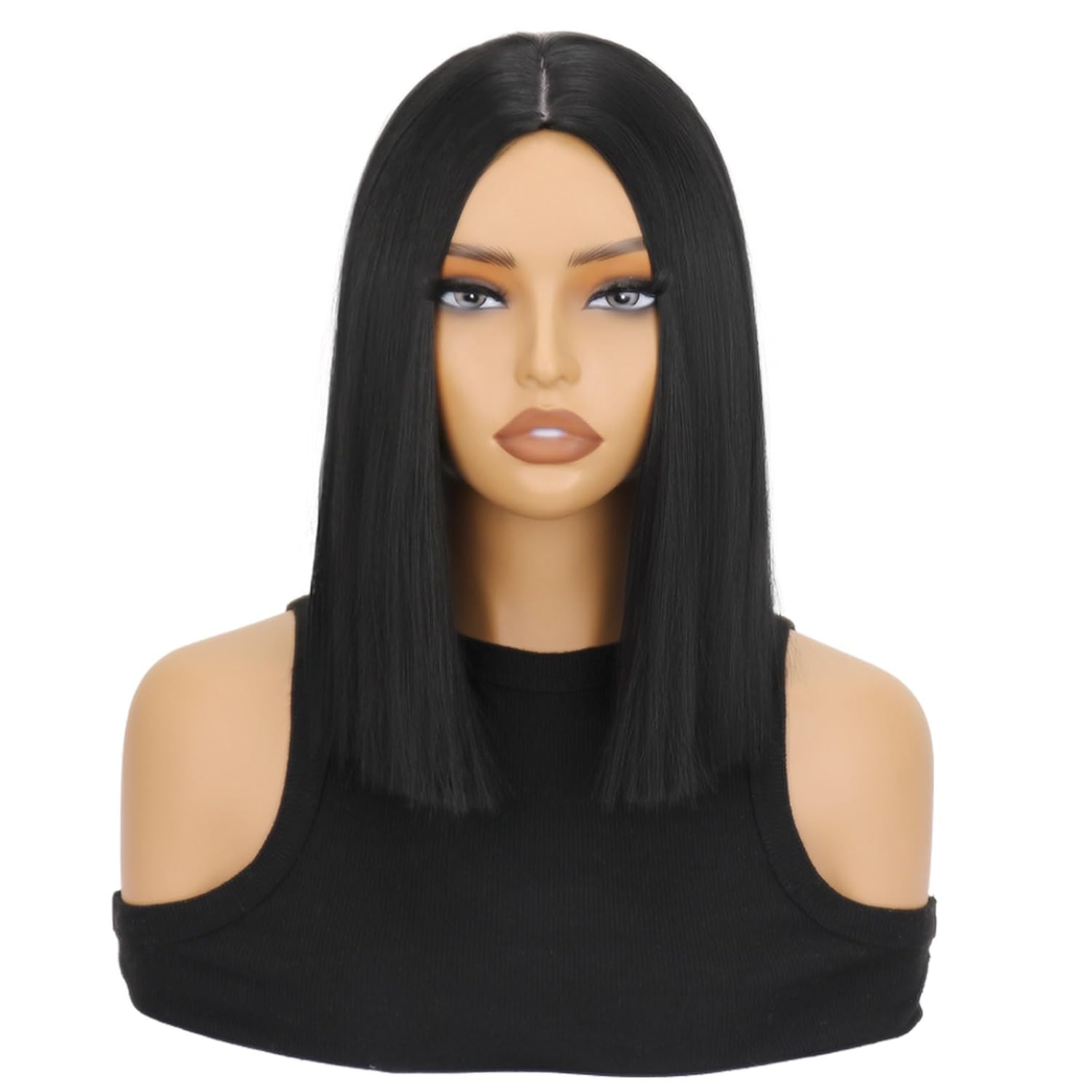 SUKRI Black Bob Wigs for Women Short Straight Bob Wigs Synthetic Middle Part Cosplay Costume Party Wigs SUKRI Black Bob Wigs for Women Short Straight Bob Wigs Synthetic Middle Part Cosplay Costume Party Wigs