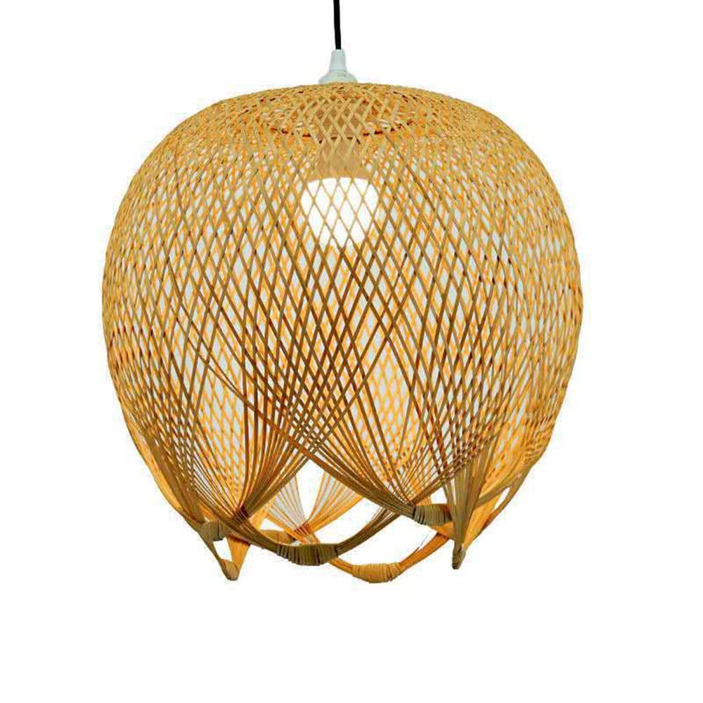 Plafonnier en rotin E26 suspension lustre dôme salon restaurant