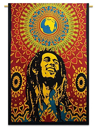 Third Eye Export Cotton Bob Marley Poster One World 42x30 – Hippie Decor Wall Hanging For Bedroom Wall Decor | Boho Tapestry | Boho Aesthetic Bob Marley Tapestry | Reggae Party Weed Poster