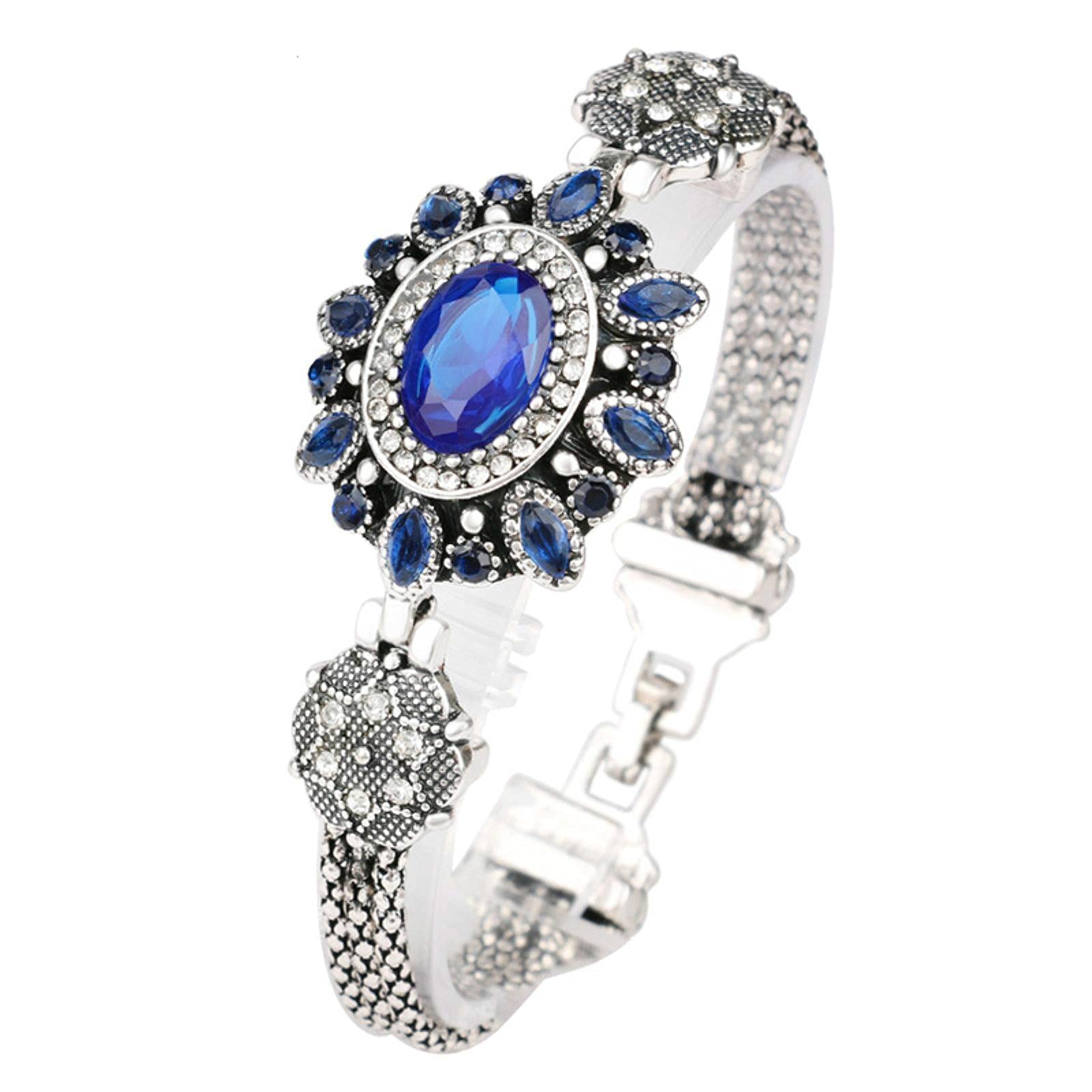BCJMKDX bohemian bracelet, Turkey Jewelry Wholesale Bohemian Retro Silver Color Resin Crystal Bracelet For Women