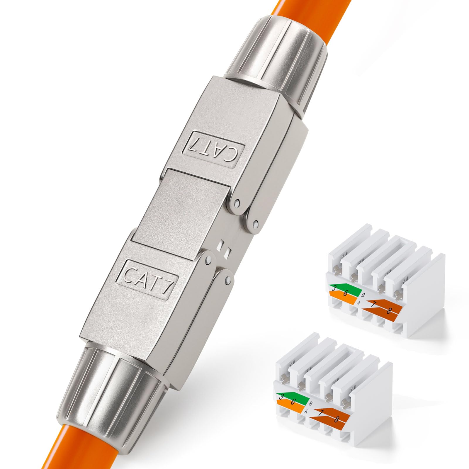 hb-digital 10 x Cat.7 LSA Cable de red sin herramientas, conector CAT 7 STP, adaptador de acoplamiento montable en campo, alargador para cable de instalación LAN, cable de instalación Ethernet