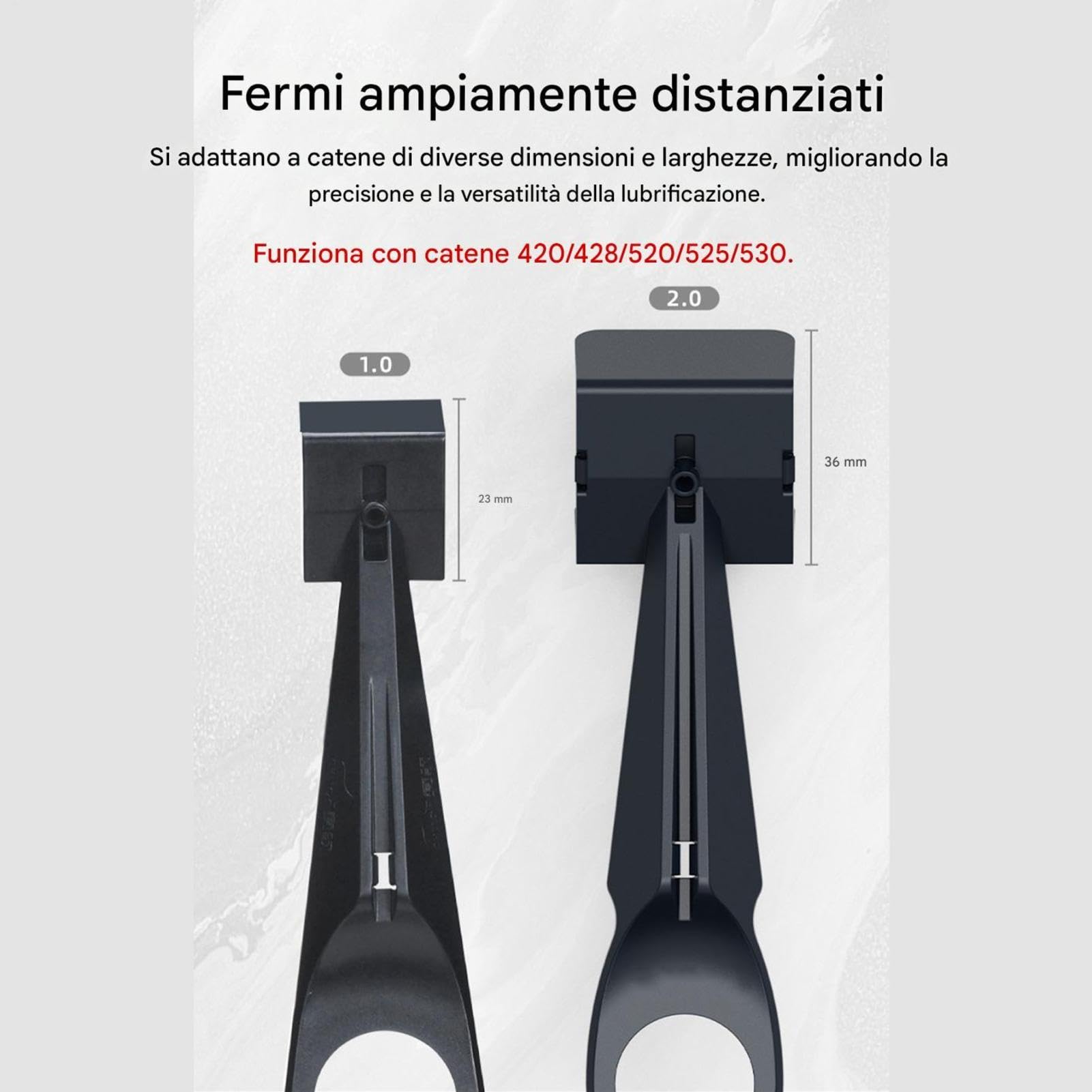 Engrasador de cadena para moto – Aplicador lubricante | Limpiador antisalpicaduras para cadena | Para bicicleta, ciclomotor, dos ruedas – Lubricación sin suciedad – Material policarbonato 18.5