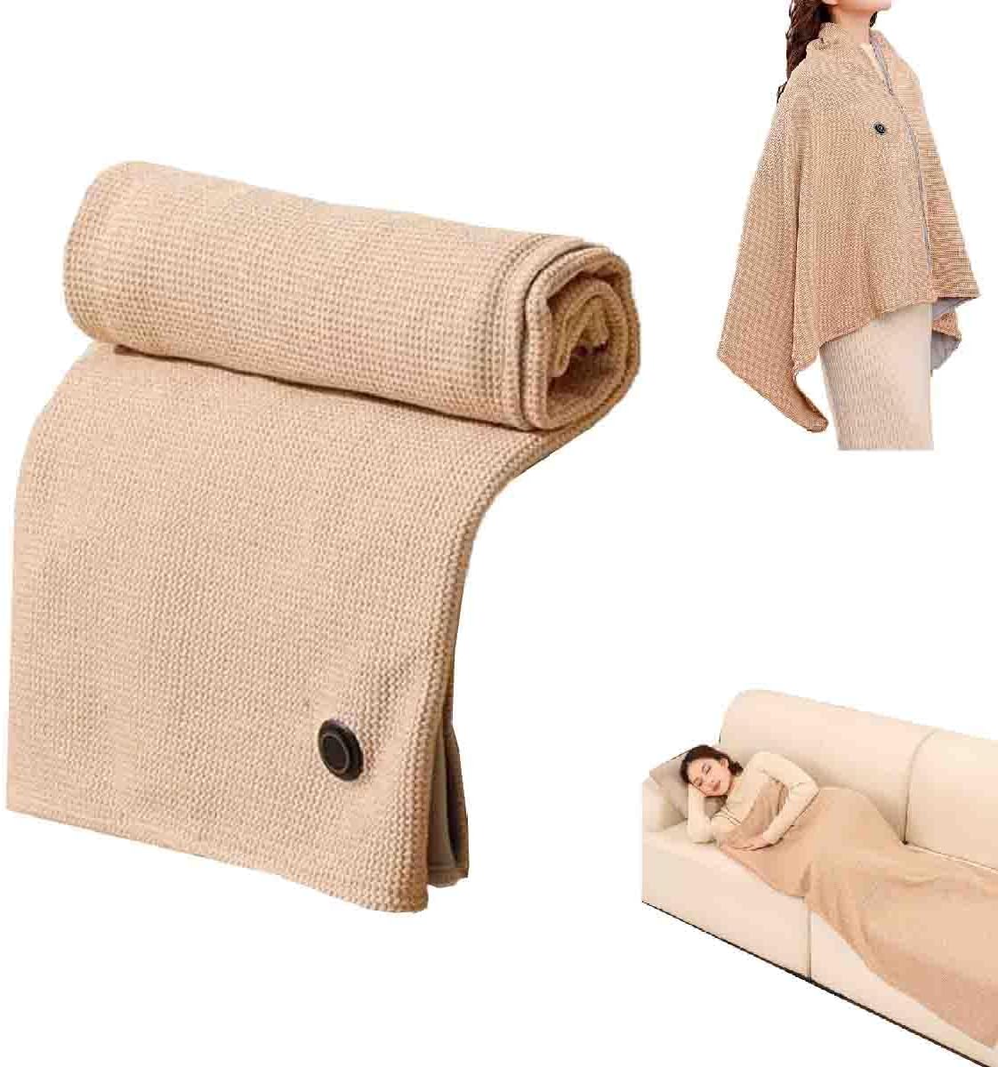 Electric Heated Shawl Wrap for Women,Portable Heating Blanket Shawl,Fast Heating USB Blanket Shawls with 3 Heating Levels