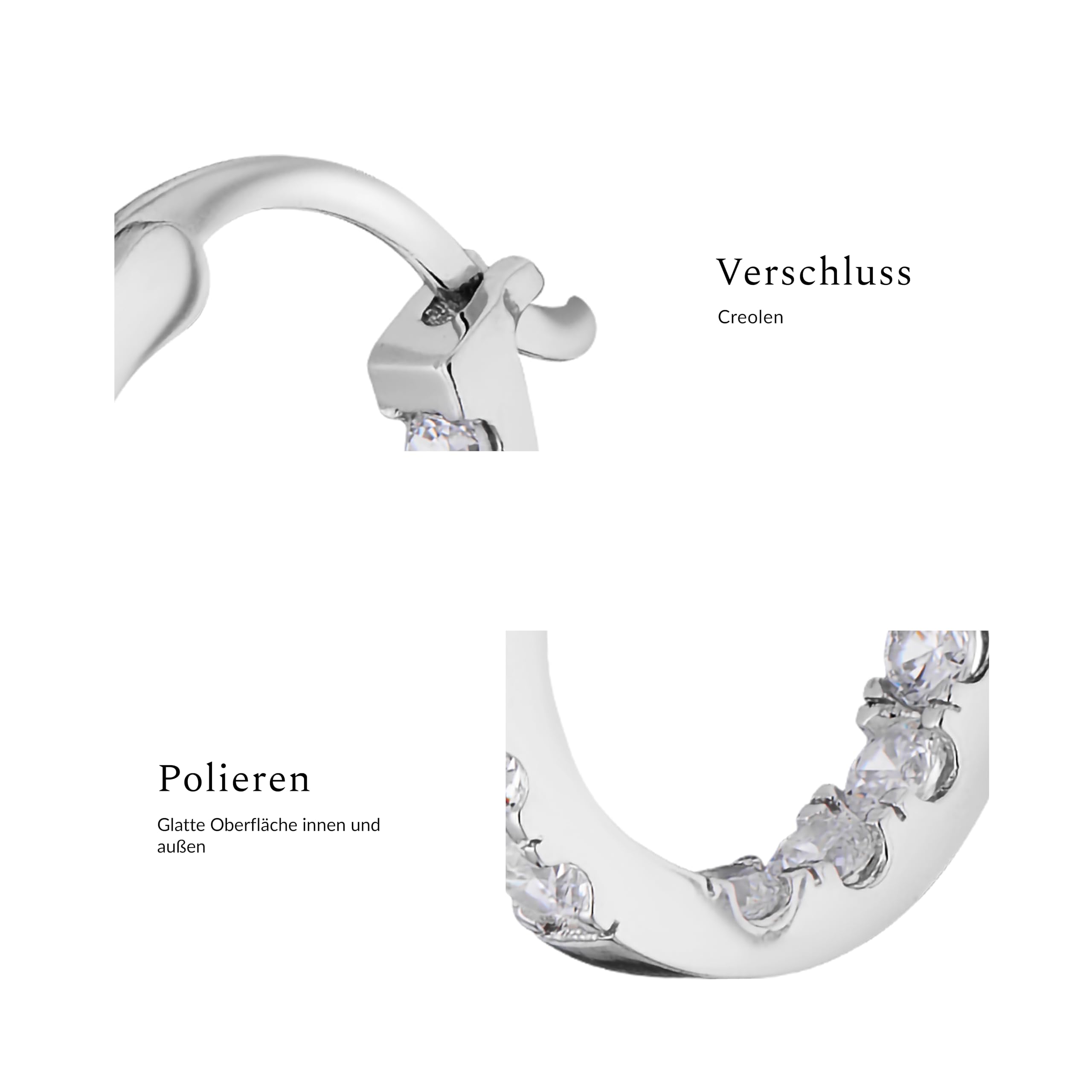 Silber Creolen für Frauen, 925 Sterling Silber Creolen mit Zirkonia, Ohrringe Sterling Silber 925 Creolen für Damen Creolen Durchmesser 15 mm 20 mm 25 mm 30 mm