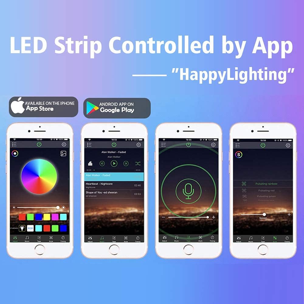 JESLED Bluetooth LED Light Strip, 32.8ft Color Changing LED Strip Lights for Bedroom, Music Sync Smart RGB Neon Lights Strip with RF Remote, Rope Light for Home Kitchen Cabinet Party Decoration.
